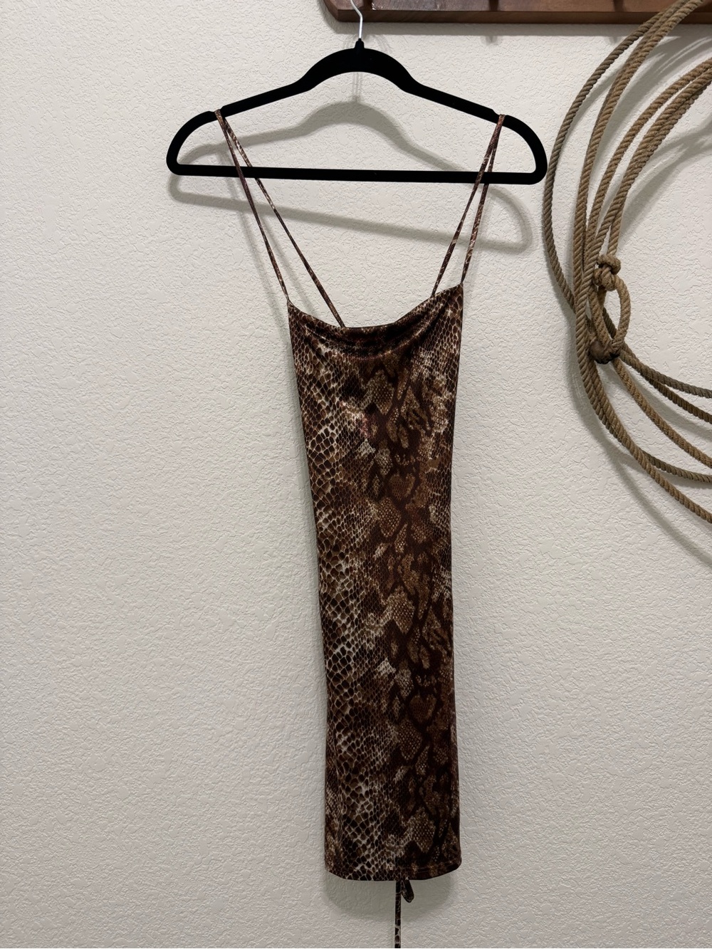 Chocolate Brand Metallic Snake Print Lace-Up Back Mini Dress - Size S